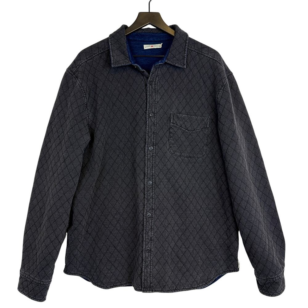 Agave Denim Trip Quilted Knit Shirt Jacket Button Front Black $165 - XL